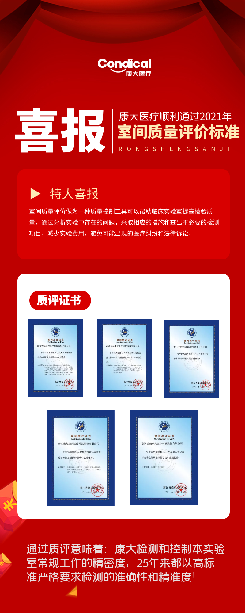康大医疗通过2021年室间质评—精准测量的高标准体系！-公司新闻-浙江世纪康大医疗科技有限公司